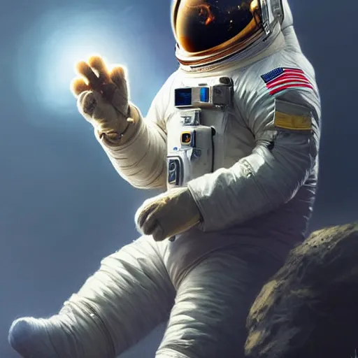 Image similar to a lion wearing an astronaut suit,digital art,ultra realistic,ultra detailed,art by greg rutkowski,hyperdetailed,detailed face,photorealiatic,professional lighting