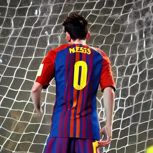 Prompt: messi wearing h. e. v suit from half - life