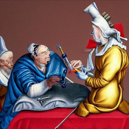 Prompt: Court jester doing surgery. High resolution. Highly realistic. Highly detailed. 8k. 4k.