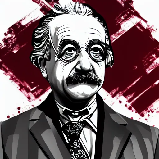 Prompt: illustration gta 5 artwork of albert einstein, sunglasses, in the style of gta 5 loading screen, by stephen bliss, artstation