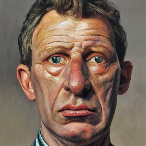 Image similar to high quality high detail painting by lucian freud, hd, portrait of cop