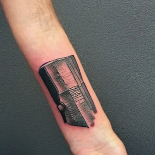 Image similar to tattoo of a small hatchet on the forearm