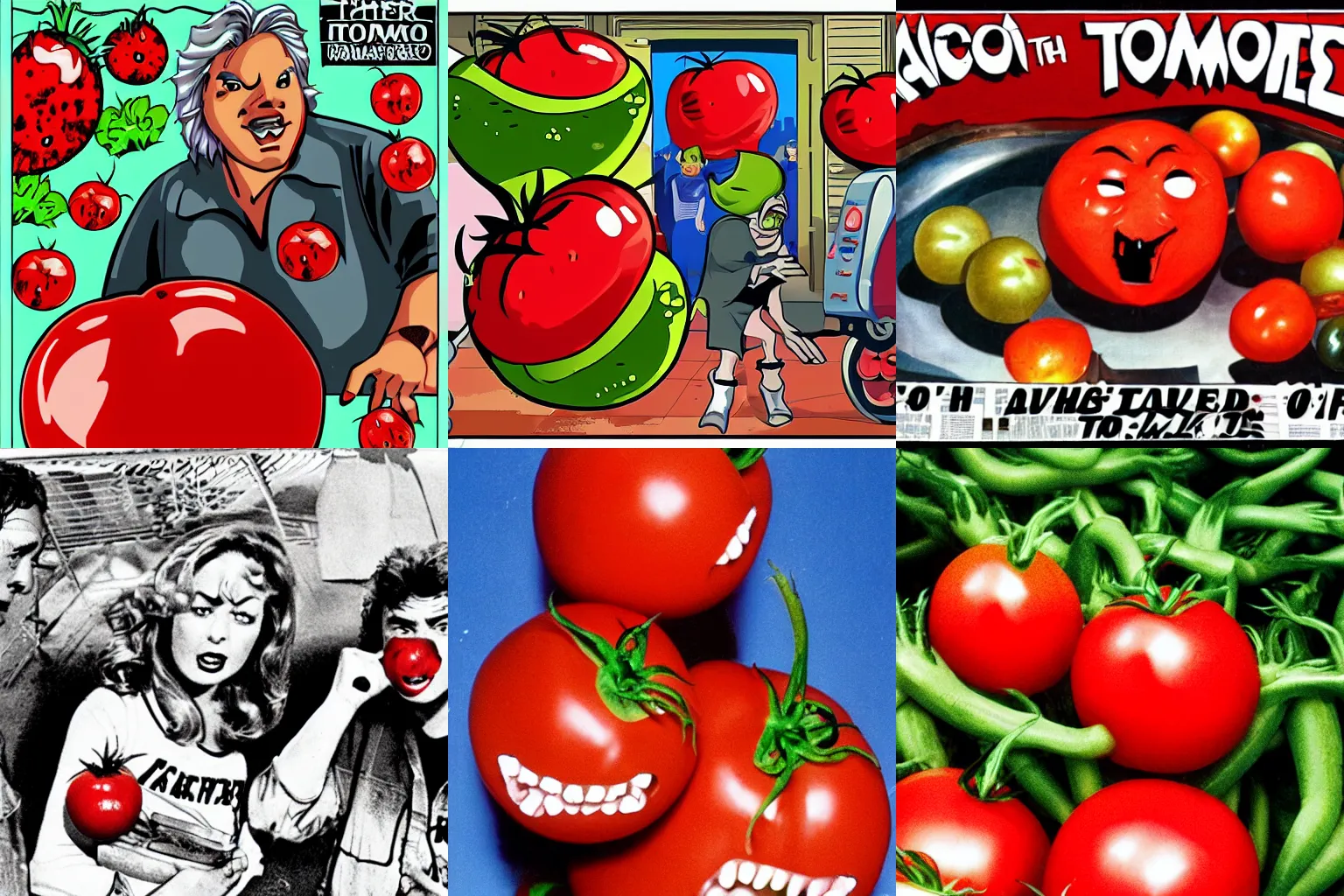 Prompt: attack of the killer tomatoes