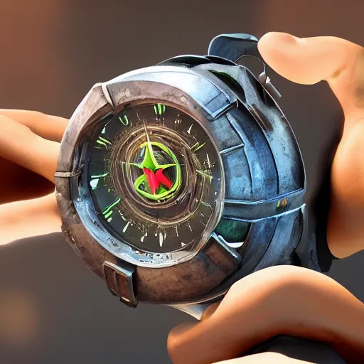 Image similar to photorealistic omnitrix from ben 1 0, 3 d render, cycles, cinematic, unreal engine 5