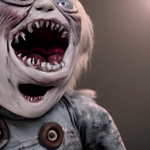 Image similar to screaming chucky doll as the white walkers on game of thrones octane render