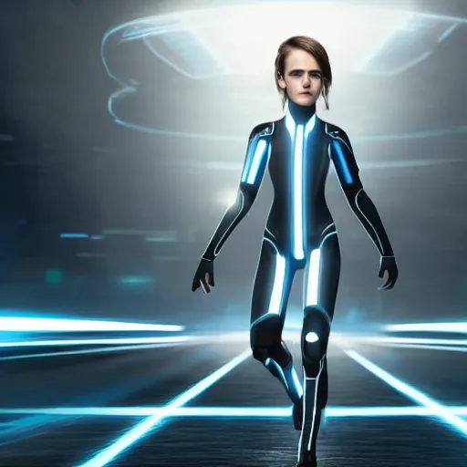 Prompt: emma watson in tron legacy ( 2 0 1 0 ), octane render