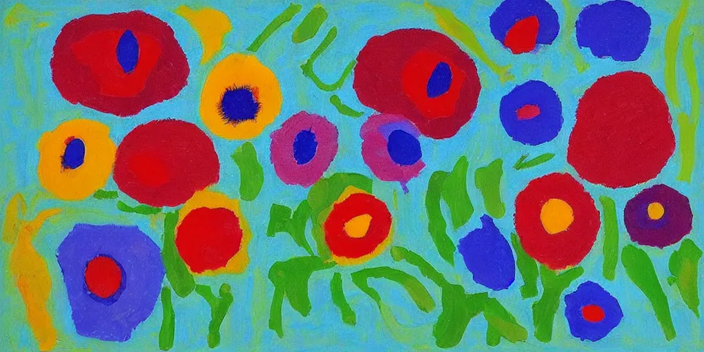 Prompt: flowers artwork by etel adnan