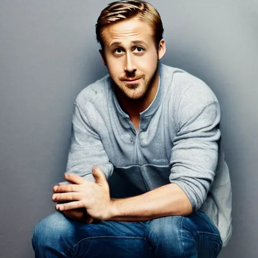 Image similar to Ryan Gosling in stock photos, bright, studio photo