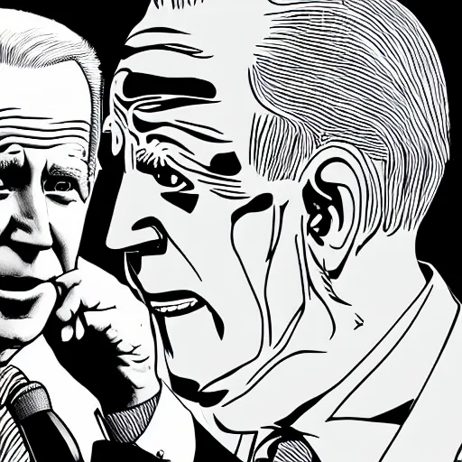 Image similar to Joe Biden in the style of junji ito, 4k resolution