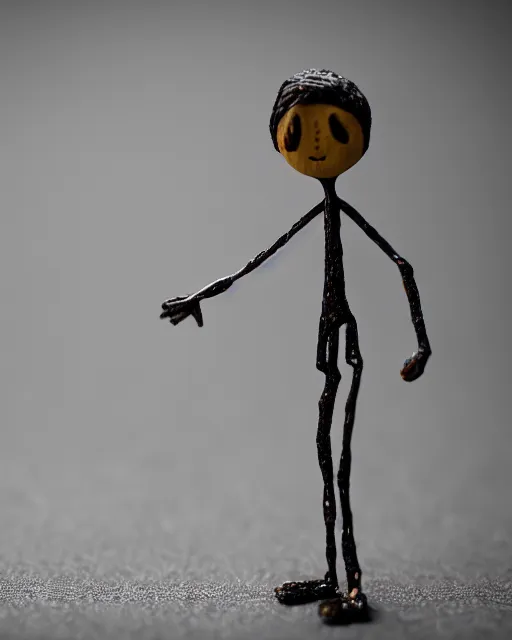 Prompt: imagine a creepy stick figure coraline, realistic, very detailed, complex, intricate, studio lighting, superres sharpening, bokeh, sigma 5 0 mm f 1. 4
