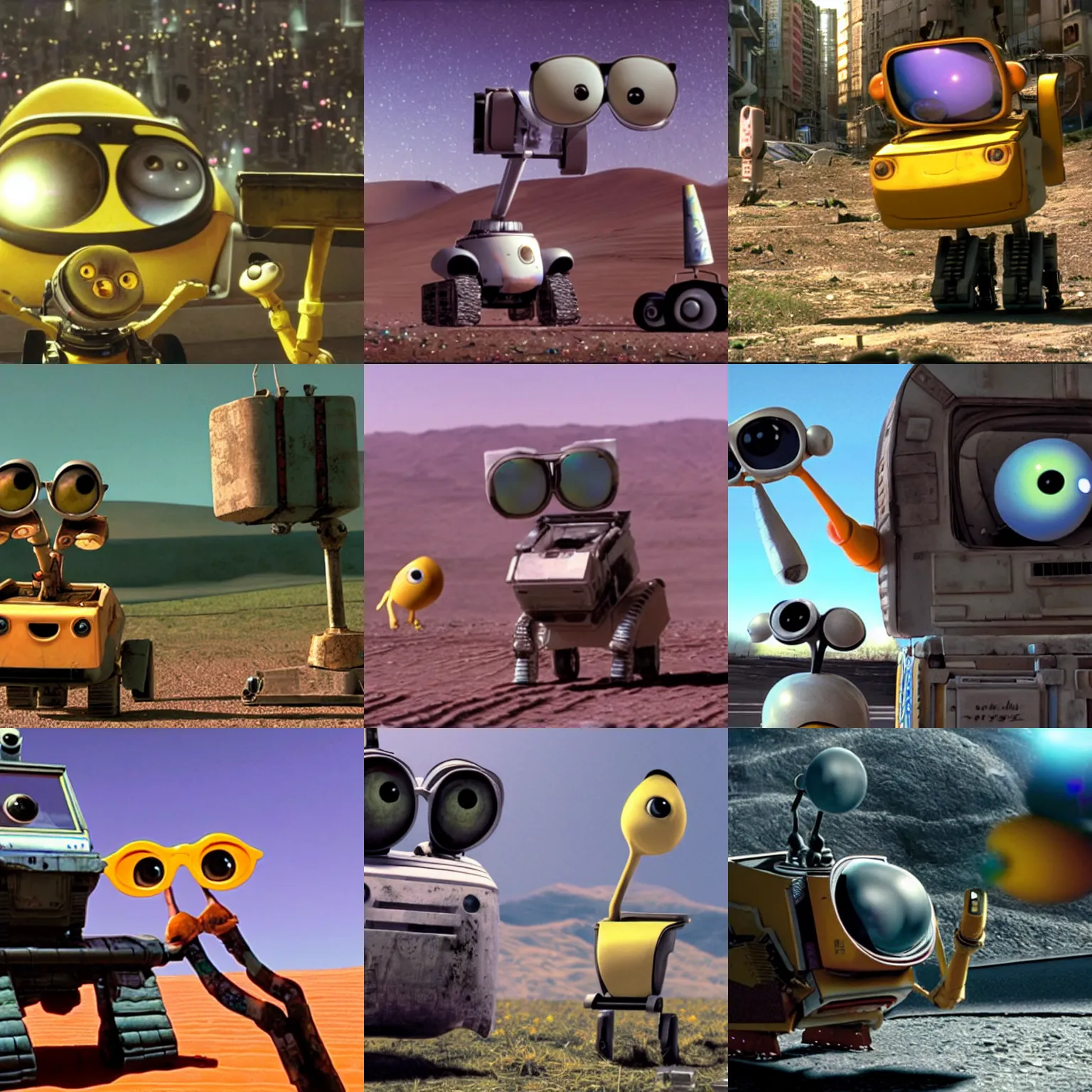 Prompt: a film still from wall · e ( 2 0 0 8 )