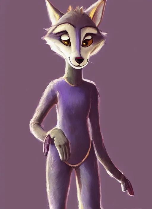 Image similar to oil painting detailed full body of anthromorphic female wolf, in style of zootopia, zootopia, zootopia, fursona, furry, furaffinity, 4 k, deviantart, furry art, fursona art, wearing astronaut outfit, in style of zootopia, wolf fursona, cyberpunk, female, expressive, detailed feminine face,