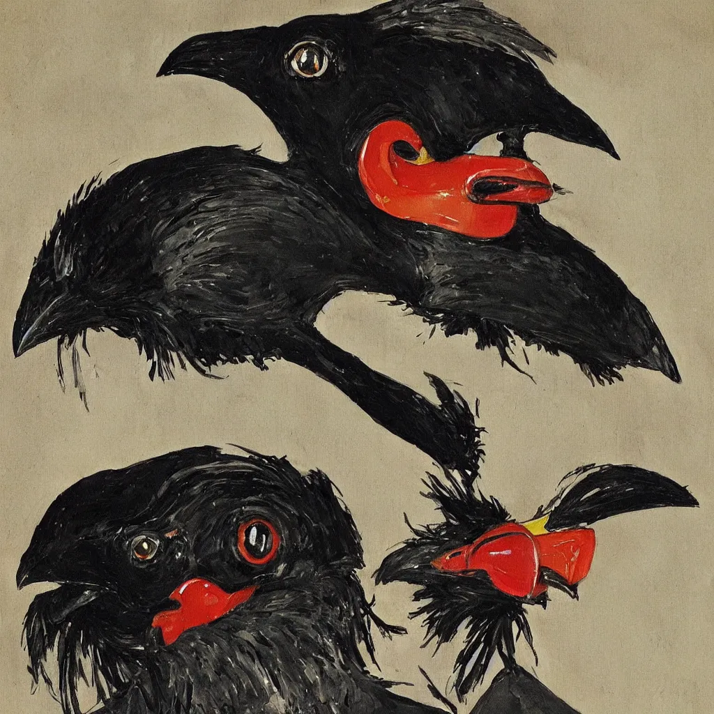 Image similar to a painting of a homemade mask that looks like a raven, by ed brinkley and norman rockwell, detailed