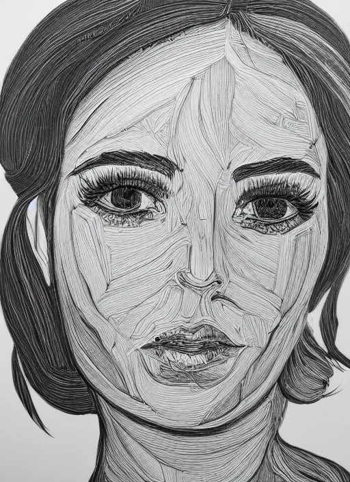Prompt: one single continuous line art painting of a woman's portrait