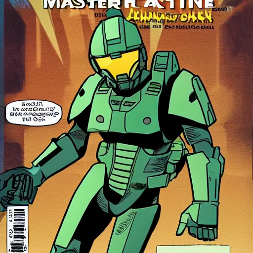 Prompt: master chief in a comic book