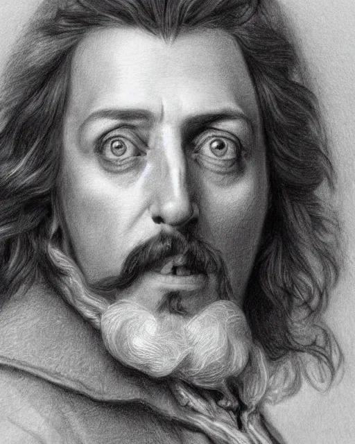 Image similar to pencil drawing of beautiful peter the great, hyper realistic face, in the style of greg rutkowski, fantasy, amazing detail, epic, elegant, smooth, sharp focus, from the front