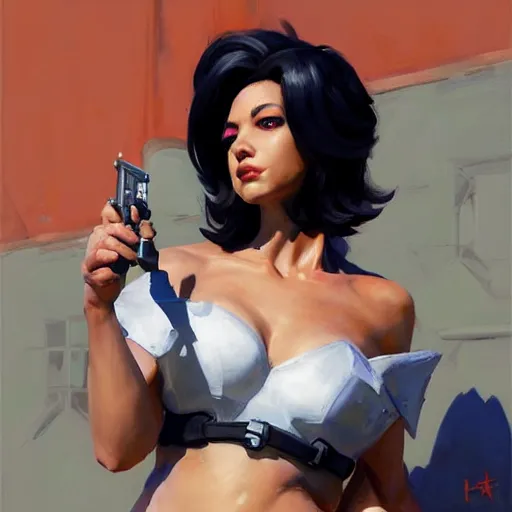 Prompt: greg manchess portrait painting of domino as overwatch character, medium shot, asymmetrical, profile picture, organic painting, sunny day, matte painting, bold shapes, hard edges, street art, trending on artstation, by huang guangjian and gil elvgren and sachin teng