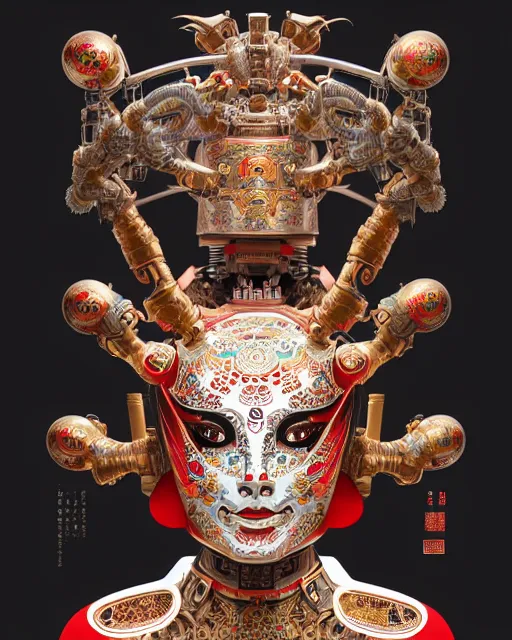 Prompt: symmetry!! portrait of a chinese opera robot, machine face, decorated with pharoanic motifs, intricate, elegant, highly detailed, digital painting, artstation, concept art, smooth, sharp focus, illustration, art by artgerm and greg rutkowski and alphonse mucha, 8 k