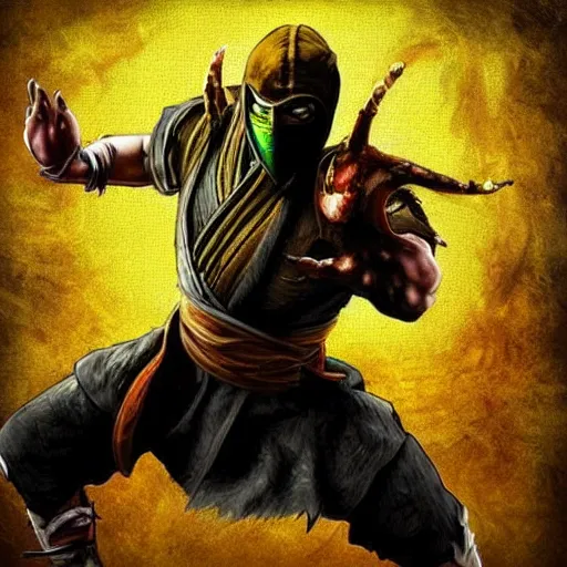 Prompt: mortal kombat in the style of van gogh