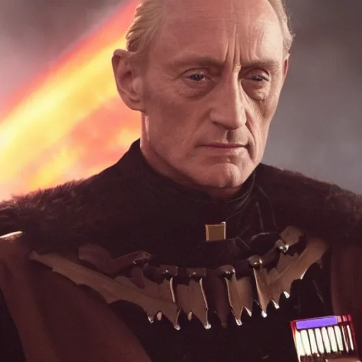 Image similar to tywin lannister as a imperial officer in star wars, movie still, epic quality, cinematic, 4 k, atmospheric