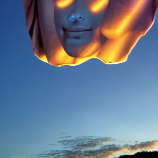 Image similar to sunset clouds in shape of a giant virgin mary face ( 1 0 0 ) like toast