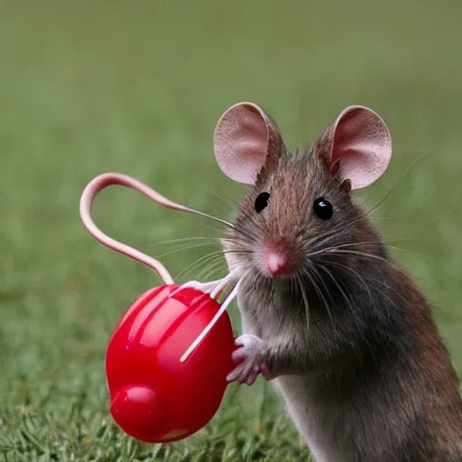 Image similar to mouse with red helmet eating cheese