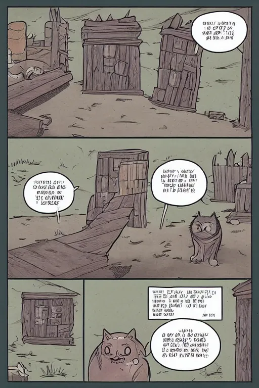 Image similar to a graphic novel comic about cats in a fantasy world, by mike holmes, webcomic, cartoon