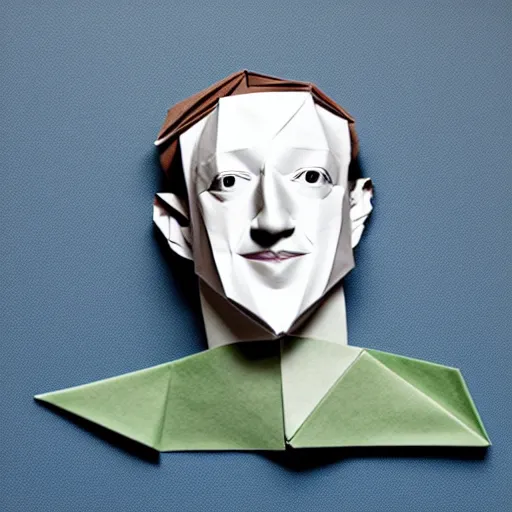 Image similar to Zuckerberg made out of origami, fine art