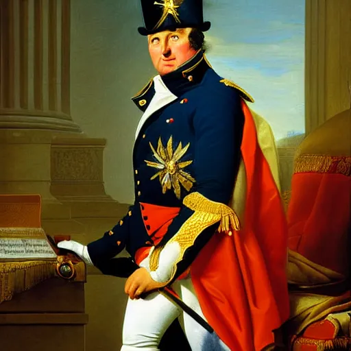 Prompt: kevin o'leary painting as napoleon by jacques louis david