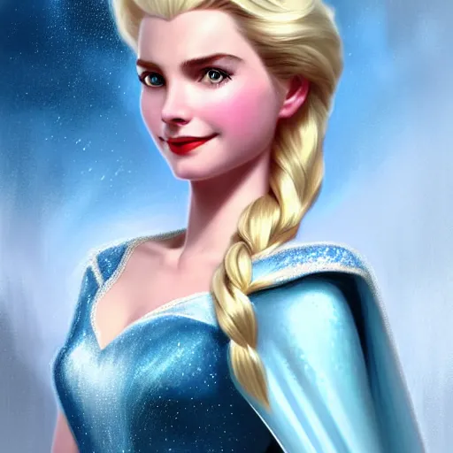 Image similar to Blonde Grace Kelly as Elsa from Frozen, western, D&D, fantasy, intricate, elegant, highly detailed, digital painting, artstation, concept art, matte, sharp focus, illustration, art by Artgerm and Greg Rutkowski and Alphonse Mucha