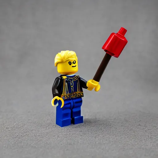 Image similar to George Fisher lego mini figure, macro photography, detailed, 8k