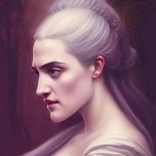 Prompt: beautiful & natural Katie McGrath as an Enlightenment-Era princess by Artgerm and Greg Rutkowski, intricate, elegant, highly detailed, digital painting, artstation, concept art, smooth, sharp focus, illustration