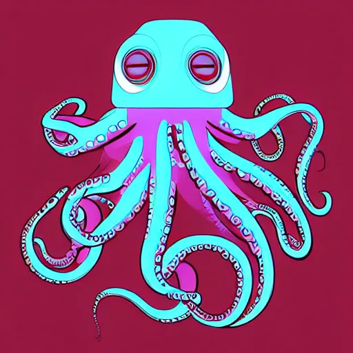 Image similar to cyborg robot electric octopus, digital art, vector art