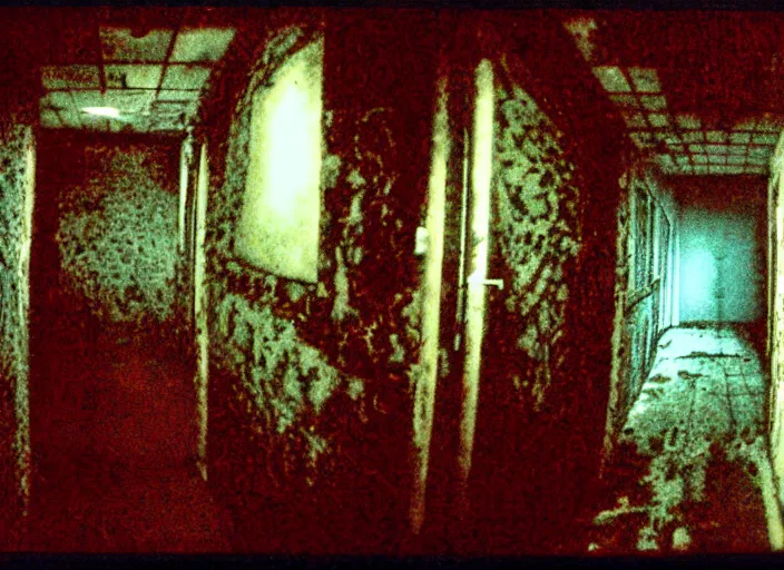 Image similar to scariest thing ever, liminal space, nightmare fuel, grotesque, cursed, found footage, vhs quality, back rooms