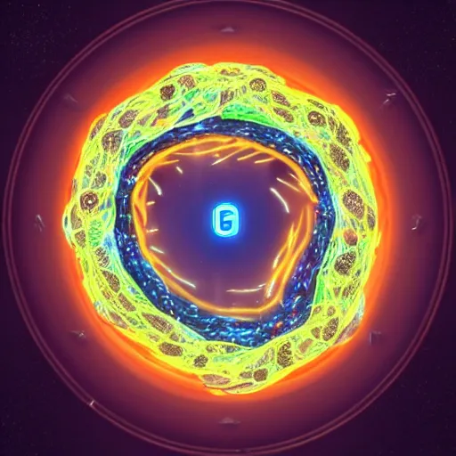 Image similar to mitochondria is the powerhouse of the cell, digital art, trending on artstation, unreal engine, HD photograph, sacred, mathematical symbols floating in the air
