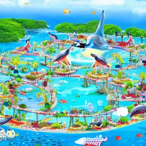 Image similar to Extremely cute!!! dolphin city, designed by dolphins, ran by dolphins