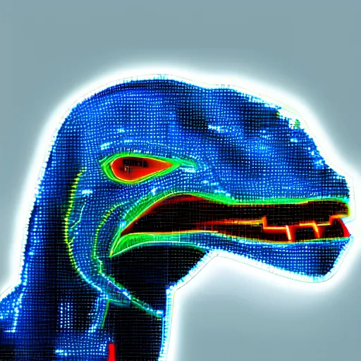 Image similar to photo of a cybertronic velociraptor, LEDs, high detail, sharp, studio, digital art