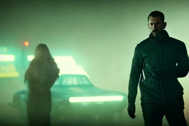 Image similar to film still of closeup diverse futuristic police friends in blade runner 2 0 4 9, cinematic, moody, gritty neon noir by emmanuel lubezki