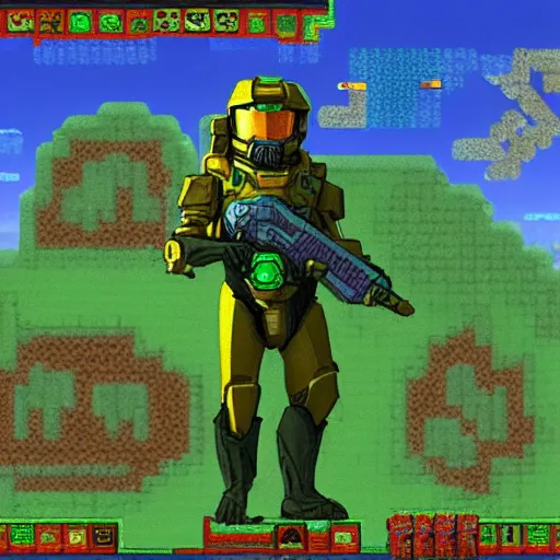 Prompt: Master Chief in Terraria