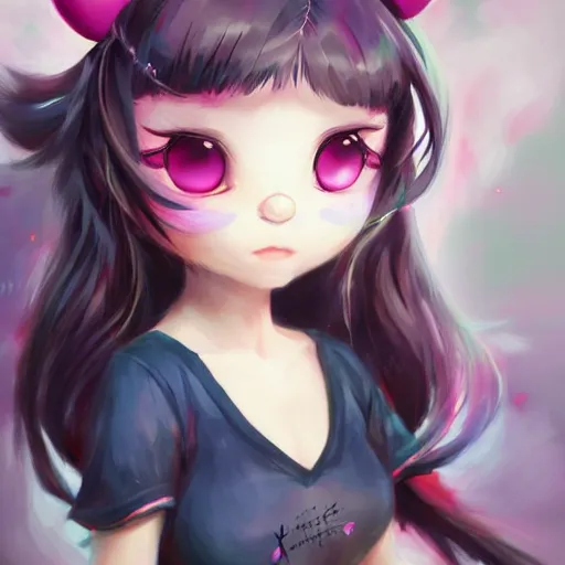 Prompt: Kuromi from Hello Kitty by Stanley Artgerm Lau, WLOP, Rossdraws, James Jean, Andrei Riabovitchev, Marc Simonetti, Yoshitaka Amano, ArtStation, CGSociety,