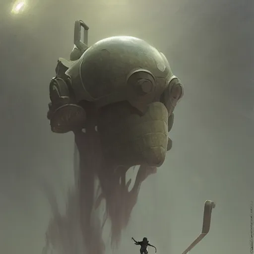 Image similar to detailed concept art of an ominous floating sculpture in an empty room, artstation, award - winning realistic concept art by jim burns and greg rutkowski, beksinski, a sci - fi concept art masterpiece, james gilleard, bruegel, alphonse mucha, and yoshitaka amano.