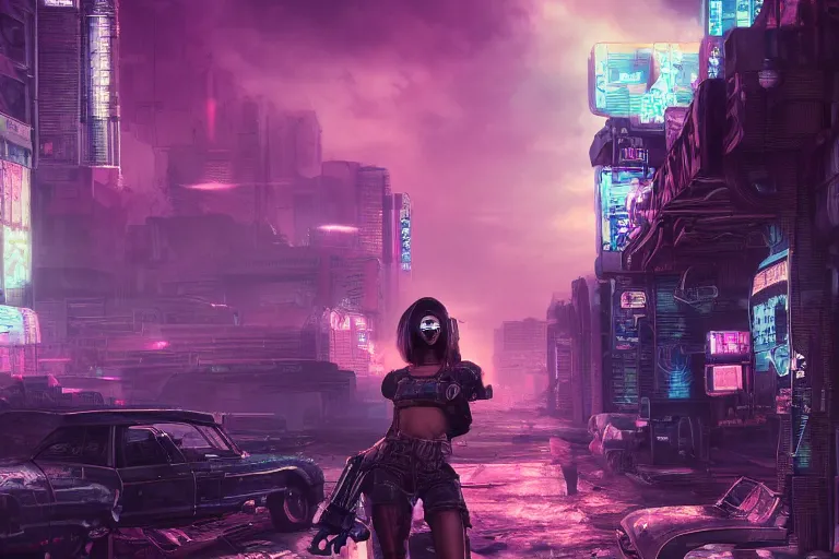 Prompt: fallout new vegas, cyberpunk vapor wave glitch wave art, 4k digital illustration by artgerm, wlop, Andrei Riabovitchev, Marc Simonetti, yoshitaka Amano, artstation, 8k resolution, soft focus