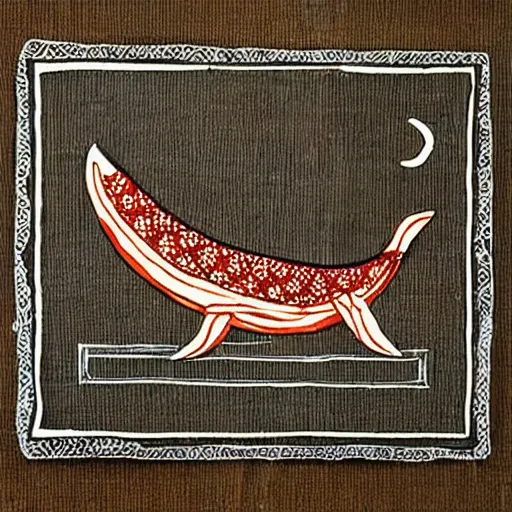 Prompt: warli painting of whale