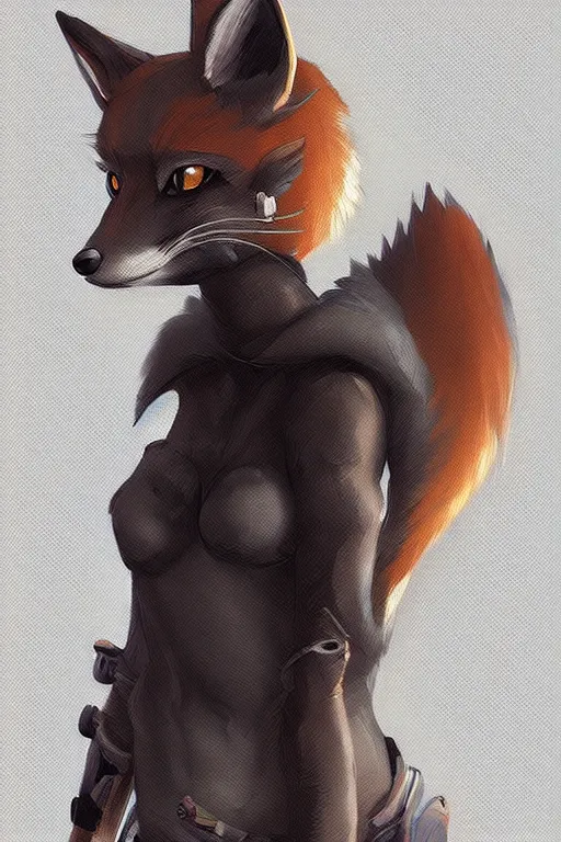 Image similar to a fox fursona, trending on artstation, by kawacy, furry art, digital art, cyberpunk, high quality, backlighting