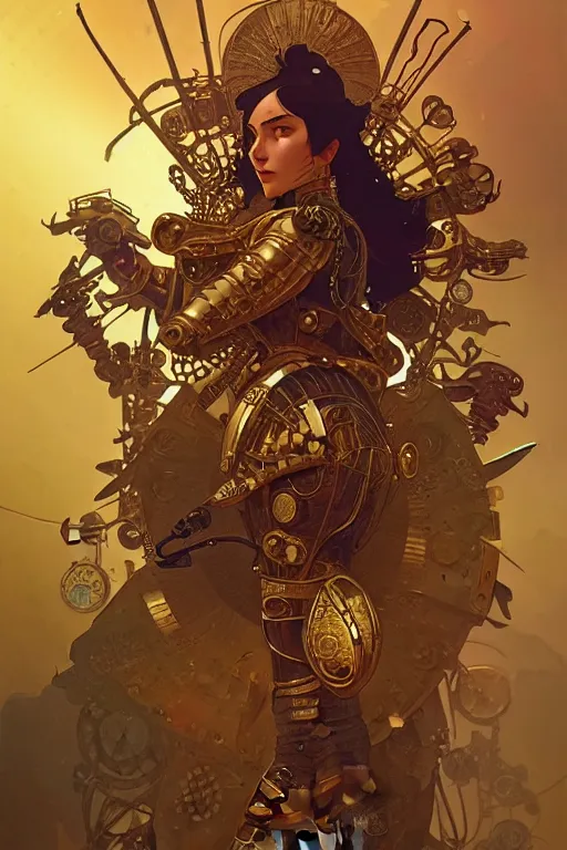 Prompt: panel of jewels with gold bugs and beetles , detailed armour, intricate details, realistic shaded Perfect face, insane action pose, steampunk, cyberpunk, highly detailed, artstation, illustration by Ilya Kuvshinov and alphonse mucha Greg Rutkowski