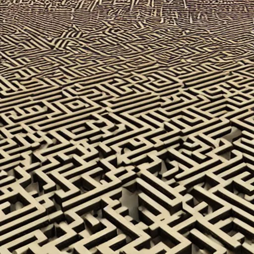 Image similar to insanely 3 d hedge maze labyrinth by albert gleizes