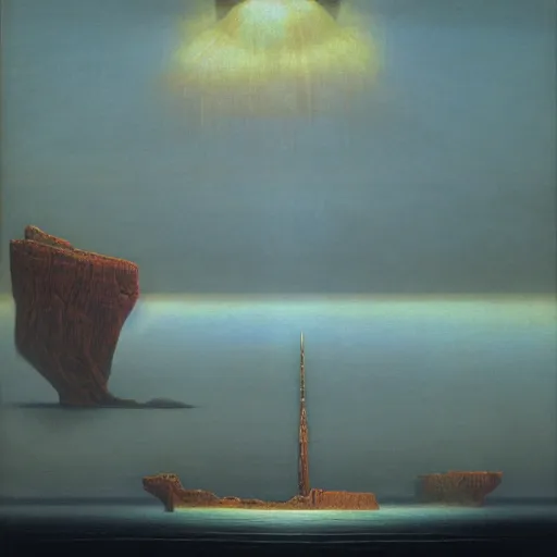 Prompt: naval energy shield by Zdzisław Beksiński, oil on canvas