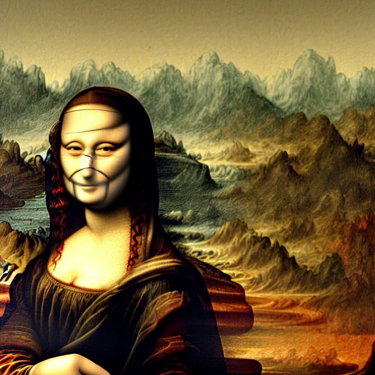 Image similar to mona lisa picking her nose