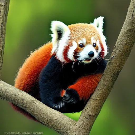 Image similar to red panda flipping the bird digital art