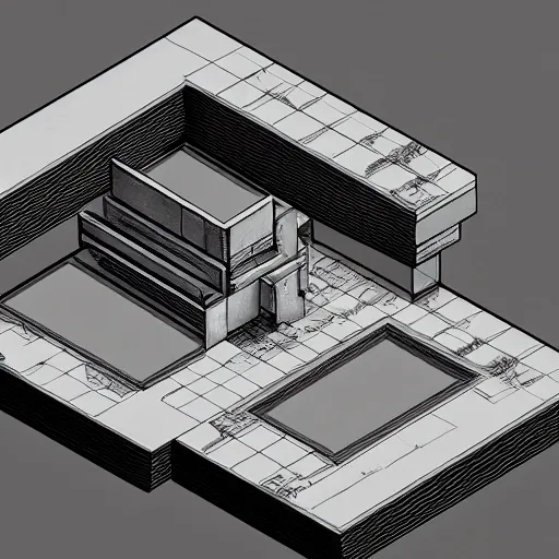 Prompt: isometric view of a brutalist villa trending on artstation